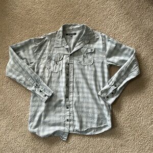 Carbon Black Printed Long Sleeve Button Up